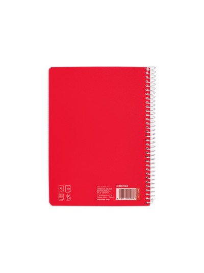 Cuaderno espiral liderpapel din a5 pautaguia tapa blanda 40h 75 gr cuadro pautado 5mm color rojo