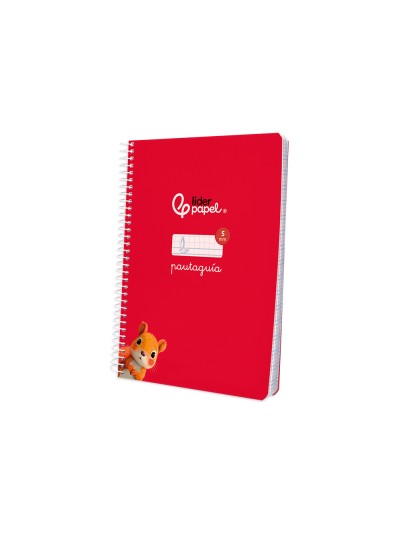 Cuaderno espiral liderpapel din a5 pautaguia tapa blanda 40h 75 gr cuadro pautado 5mm color rojo