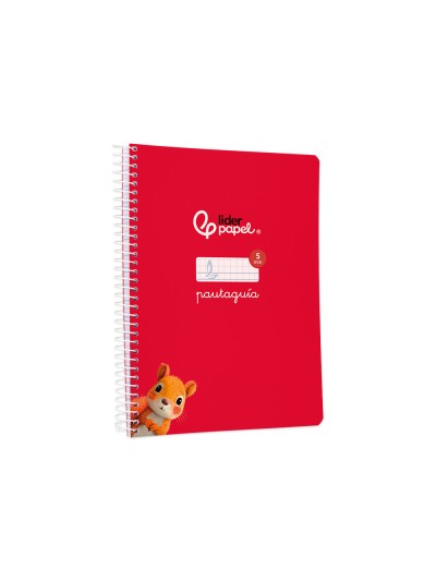 Cuaderno espiral liderpapel din a5 pautaguia tapa blanda 40h 75 gr cuadro pautado 5mm color rojo