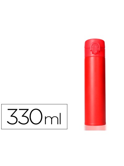 Termo liderpapel acero inoxidable con doble cobertura y sistema de apertura facil con boton 330 ml
