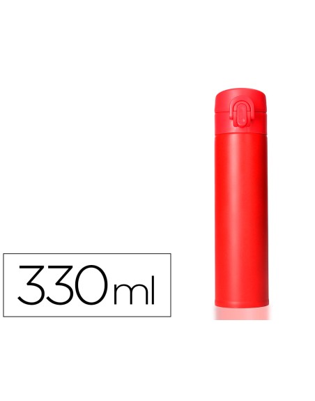 Termo liderpapel acero inoxidable con doble cobertura y sistema de apertura facil con boton 330 ml