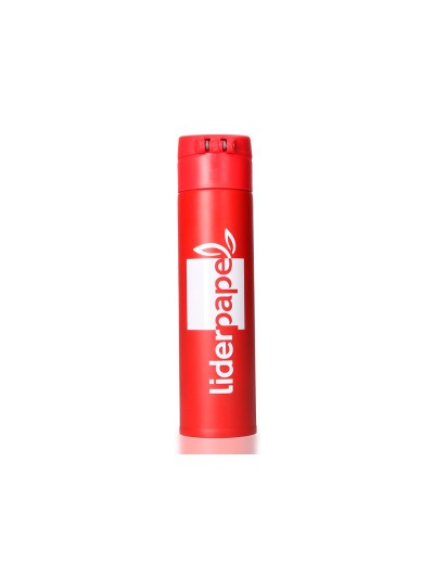 Termo liderpapel acero inoxidable con doble cobertura y sistema de apertura facil con boton 330 ml