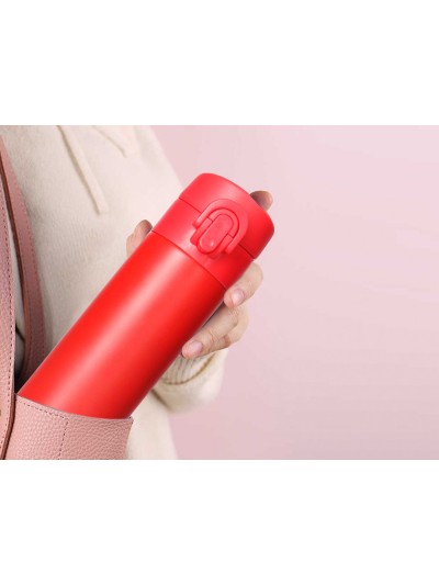 Termo liderpapel acero inoxidable con doble cobertura y sistema de apertura facil con boton 330 ml