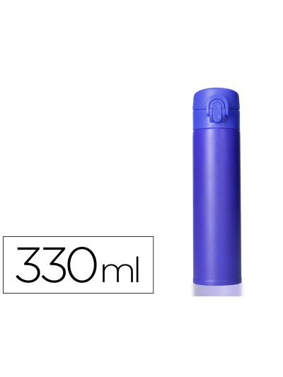 Termo liderpapel acero inoxidable con doble cobertura y sistema de apertura facil con boton 330 ml