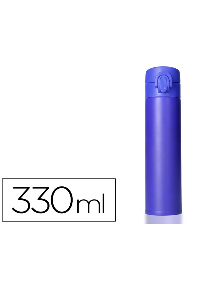 Termo liderpapel acero inoxidable con doble cobertura y sistema de apertura facil con boton 330 ml