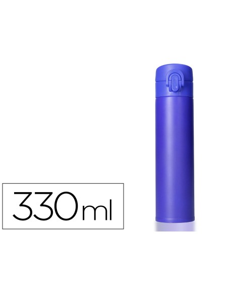 Termo liderpapel acero inoxidable con doble cobertura y sistema de apertura facil con boton 330 ml