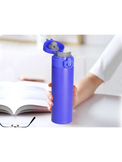 Termo liderpapel acero inoxidable con doble cobertura y sistema de apertura facil con boton 330 ml