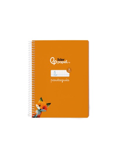 Cuaderno espiral liderpapel din a5 pautaguia tapa blanda 40 h 75 gr cuadro pautado 5mm color naranja