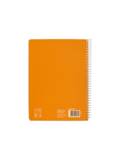 Cuaderno espiral liderpapel din a5 pautaguia tapa blanda 40 h 75 gr cuadro pautado 5mm color naranja