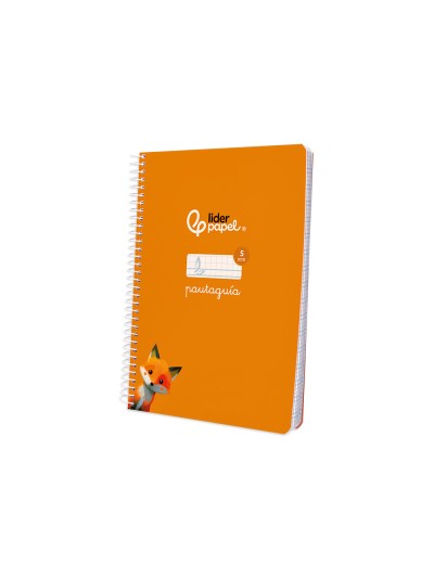Cuaderno espiral liderpapel din a5 pautaguia tapa blanda 40 h 75 gr cuadro pautado 5mm color naranja