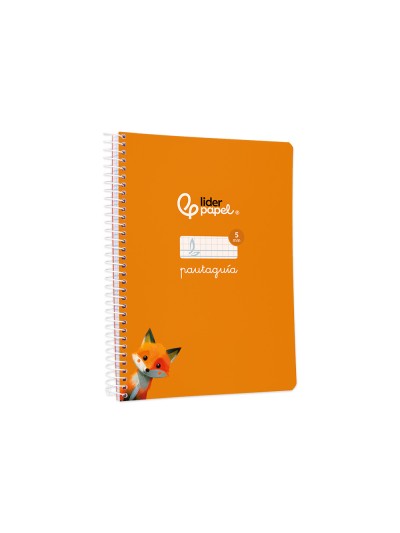 Cuaderno espiral liderpapel din a5 pautaguia tapa blanda 40 h 75 gr cuadro pautado 5mm color naranja
