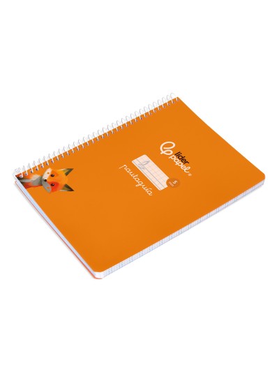 Cuaderno espiral liderpapel din a5 pautaguia tapa blanda 40 h 75 gr cuadro pautado 5mm color naranja