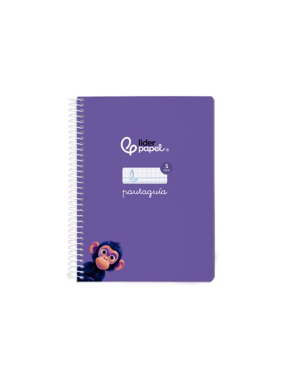 Cuaderno espiral liderpapel din a5 pautaguia tapa blanda 40h 75gr cuadro pautado 5mm color lila