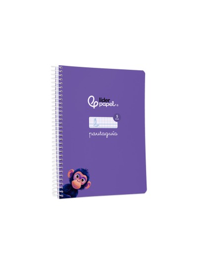 Cuaderno espiral liderpapel din a5 pautaguia tapa blanda 40h 75gr cuadro pautado 5mm color lila