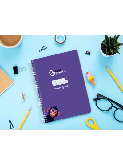 Cuaderno espiral liderpapel din a5 pautaguia tapa blanda 40h 75gr cuadro pautado 5mm color lila