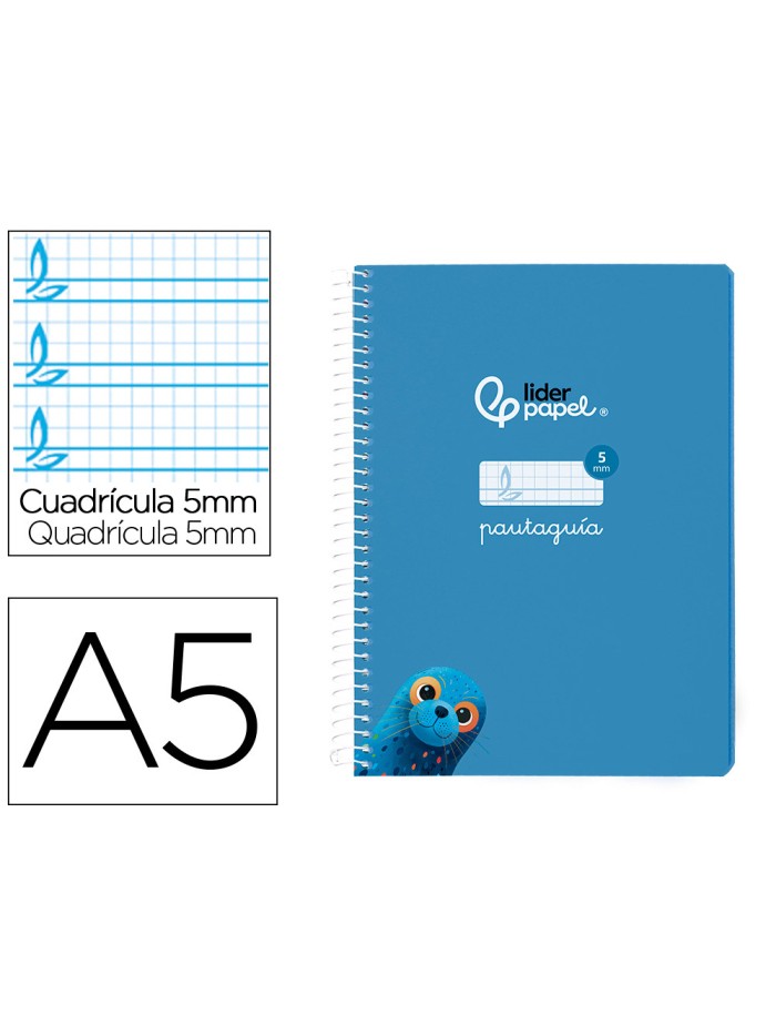 Cuaderno espiral liderpapel din a5 pautaguia tapa blanda 40h 75 gr cuadro pautado 5mm color azul Cuaderno espiral liderpapel din a5 pautaguia tapa blanda 40h 75 gr cuadro pautado 5mm color azul