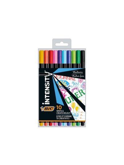 Rotulador bic intensity fine punta de fibra 0,4 mm blister de 10 unidades colores surtidos