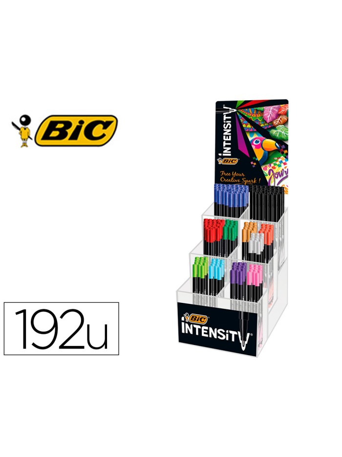 Rotulador bic intensity fine punta de fibra 0,4 mm expositor 192 unidades colores surtidos 160x130x345 mm Rotulador bic intensity fine punta de fibra 0,4 mm expositor 192 unidades colores surtidos 160x130x345 mm
