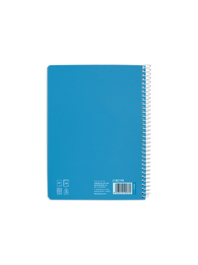 Cuaderno espiral liderpapel din a5 pautaguia tapa blanda 40h 75 gr cuadro pautado 5mm color azul