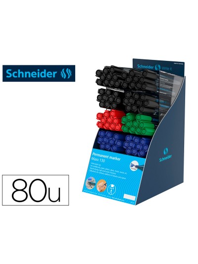 Rotulador schneider maxx 130 permanente punta redonda 1-3 mm reciclado 95% exp.80 unidades stdas. 218x315x168 mm