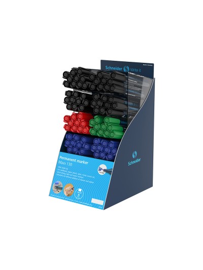 Rotulador schneider maxx 130 permanente punta redonda 1-3 mm reciclado 95% exp.80 unidades stdas. 218x315x168 mm