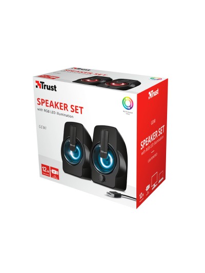 Altavoces trust gemi 2.0 potencia maxima 12w iluminacion led control de volumen y conexion