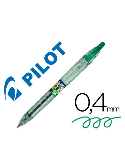 Boligrafo pilot ecoball plastico reciclado tinta aceite punta de bola 1 mm color verde