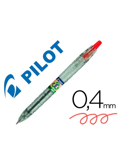 Boligrafo pilot ecoball plastico reciclado tinta aceite punta de bola 1 mm color rojo