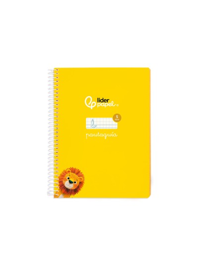 Cuaderno espiral liderpapel din a5 pautaguia tapa blanda 40h 75 gr cuadro pautado 5mm color amarillo