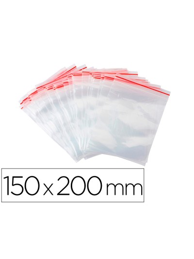 Bolsa plastico autocierre q-connect 150x200 mm paquete de 100 unidades