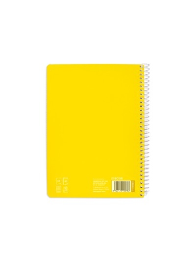 Cuaderno espiral liderpapel din a5 pautaguia tapa blanda 40h 75 gr cuadro pautado 5mm color amarillo