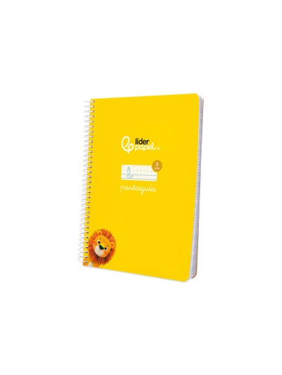 Cuaderno espiral liderpapel din a5 pautaguia tapa blanda 40h 75 gr cuadro pautado 5mm color amarillo