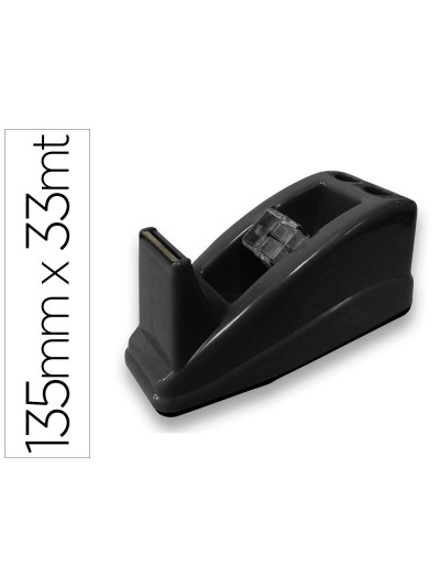 Portarrollo sobremesa q-connect plastico para cinta de 33 mt color negro 135x58x60 mm