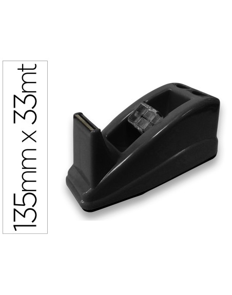 Portarrollo sobremesa q-connect plastico para cinta de 33 mt color negro 135x58x60 mm