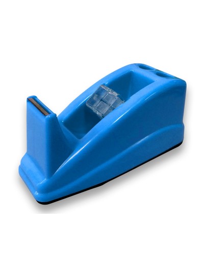 Portarrollo sobremesa q-connect plastico para cinta de 33 mt color azul 135x58x60 mm