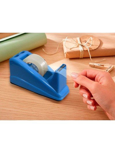Portarrollo sobremesa q-connect plastico para cinta de 33 mt color azul 135x58x60 mm