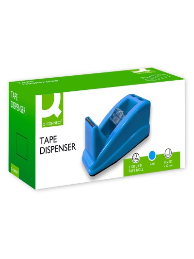 Portarrollo sobremesa q-connect plastico para cinta de 33 mt color azul 135x58x60 mm