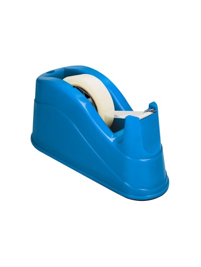 Portarrollo sobremesa q-connect plastico para cintas de 66 mt color azul 220x100x70 mm