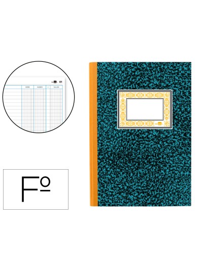 Libro liderpapel folio cartone 100 hojas cuentas corrientes debe haber y saldo