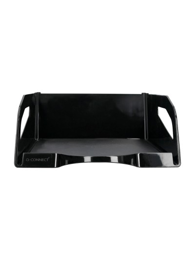 Bandeja sobremesa plastico q-connect gran capacidad con asa negro opaco 386x270x115mm