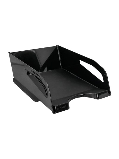 Bandeja sobremesa plastico q-connect gran capacidad con asa negro opaco 386x270x115mm