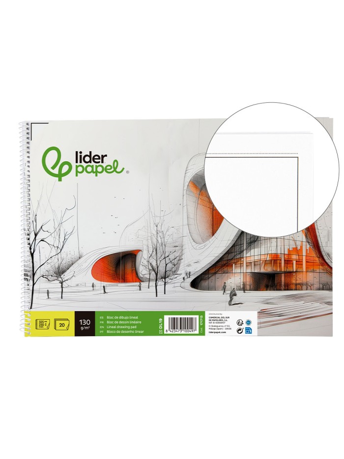 Bloc dibujo liderpapel lineal vanguardia 230x325mm 20 hojas 130g/m2 con recuadro perforado Bloc dibujo liderpapel lineal vanguardia 230x325mm 20 hojas 130g/m2 con recuadro perforado