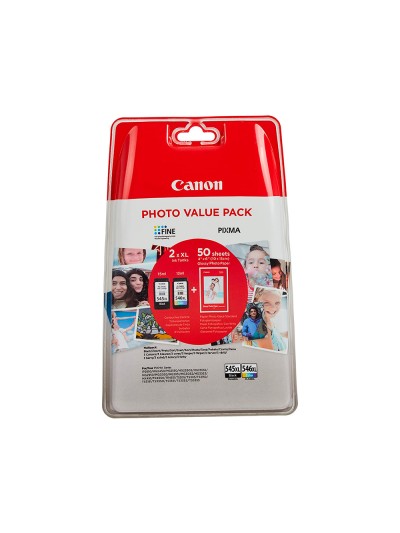 Ink-jet canon photo value pixma mg2450/2550 multipack negro/color pg545xl+ cl546xl +50 hojas papel foto 10x15 cm