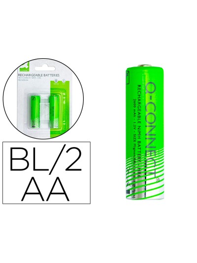 Pila q-connect alcalina aa recargable blister de 2 unidades