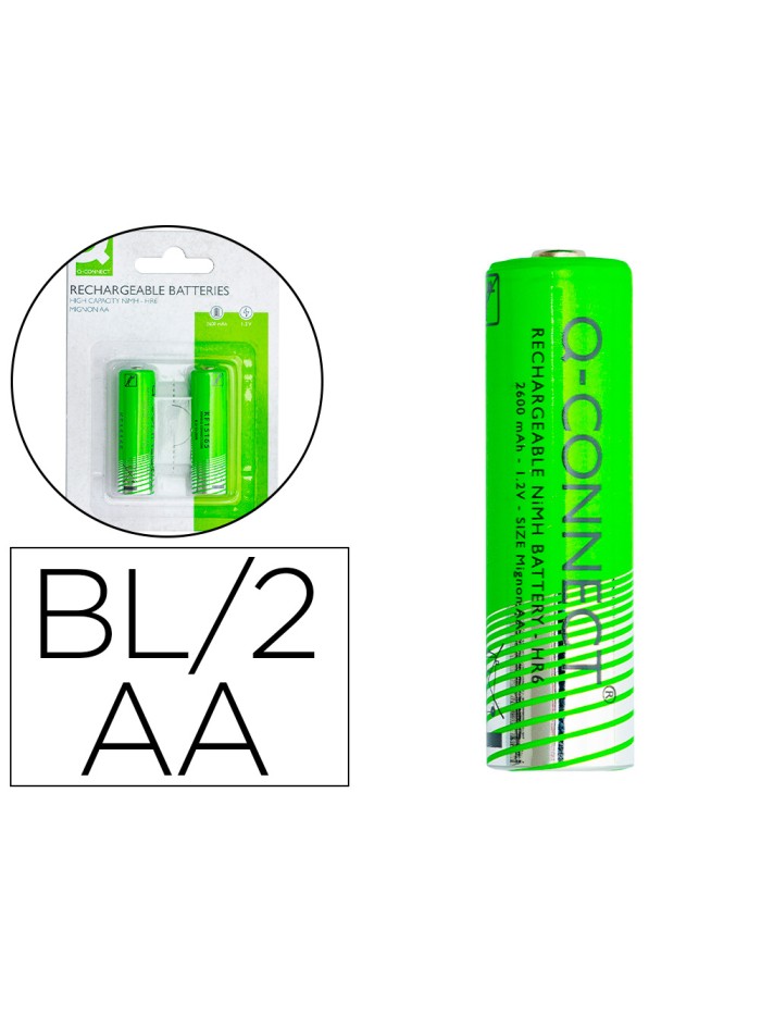 Pila q-connect alcalina aa recargable blister de 2 unidades Pila q-connect alcalina aa recargable blister de 2 unidades