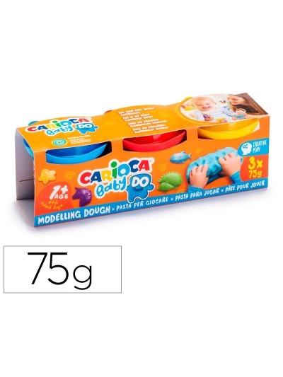Pasta de modelar carioca baby dough bote 75 g set de 3 colores surtidos