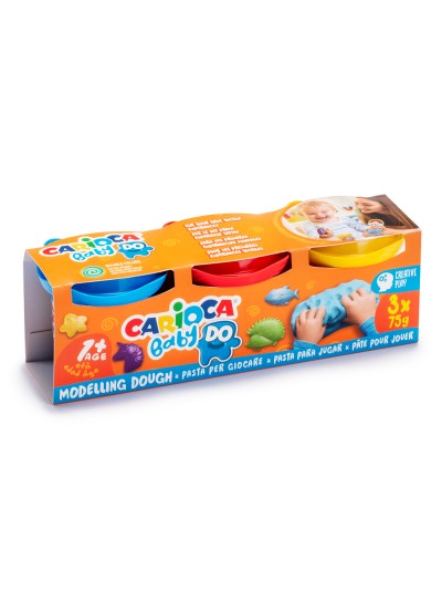 Pasta de modelar carioca baby dough bote 75 g set de 3 colores surtidos