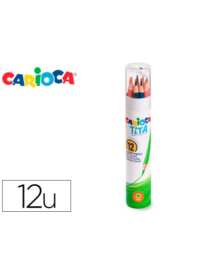 Lapices de colores carioca tita mina 3 mm tubo carton 12 colores surtidos + sacapuntas