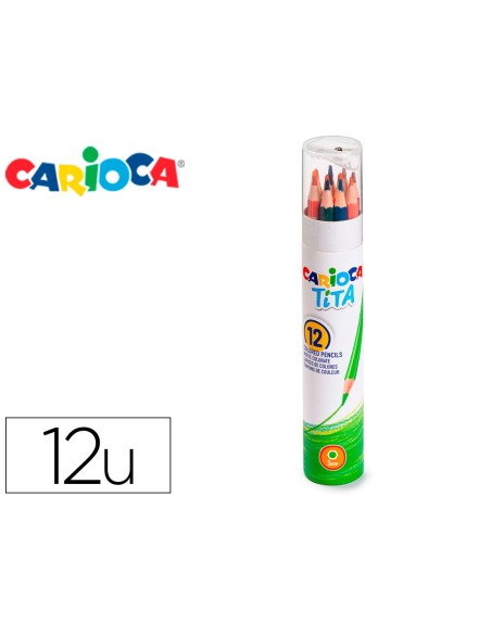Lapices de colores carioca tita mina 3 mm tubo carton 12 colores surtidos + sacapuntas