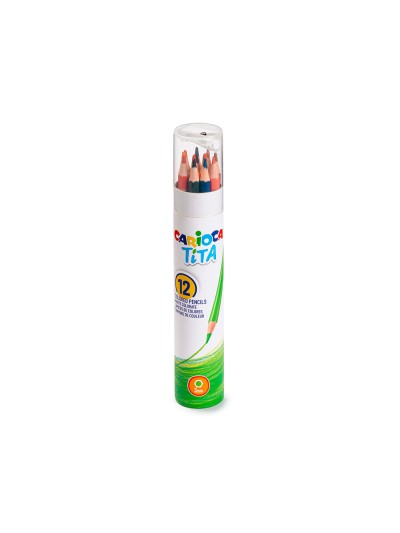Lapices de colores carioca tita mina 3 mm tubo carton 12 colores surtidos + sacapuntas